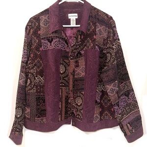 Breckenridge Purple Patchwork Button-Front Jacket Size XL Vintage